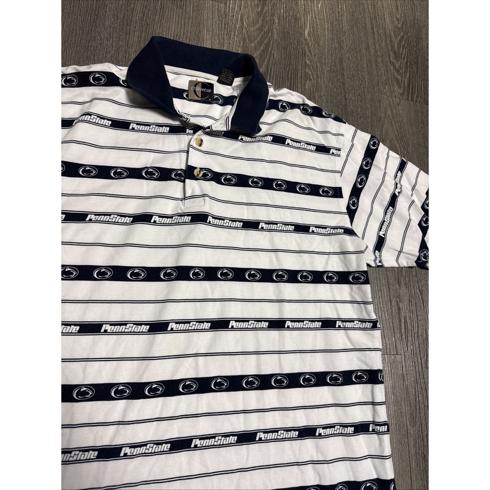 Penn State Golf Polo Chiliwear Blue White Stripe Mens Size L
